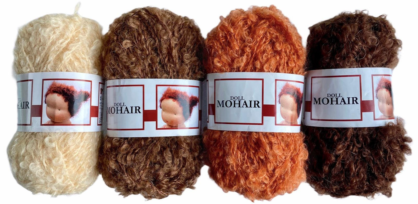 De witte Engel Waldorf Doll Hair Mohair Blouclé Yarn for Waldorf/Steiner Dolls 50 gr