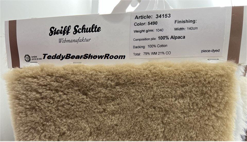 Teddy Bear DIY original  100% Alpaca Fabric Steiff Schulte 34153 CAMEL , Made in Germany , 1040gm2